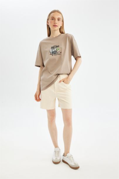 Star Wars-Mandalorian Oversize Fit Printed T-Shirt