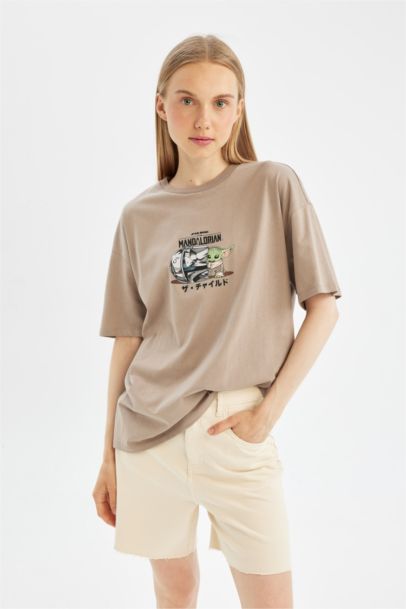 Star Wars-Mandalorian Oversize Fit Printed T-Shirt