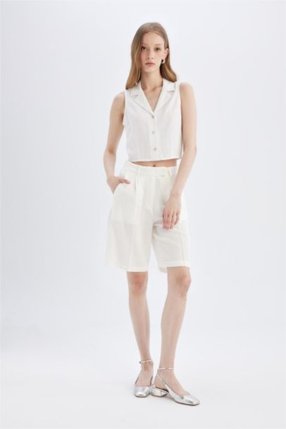 High Waist Cropped Satin Shorts