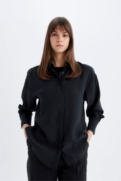 Relax Fit Modal Long Sleeve Shirt Tunic