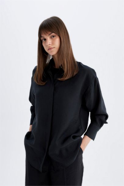 Relax Fit Modal Long Sleeve Shirt Tunic