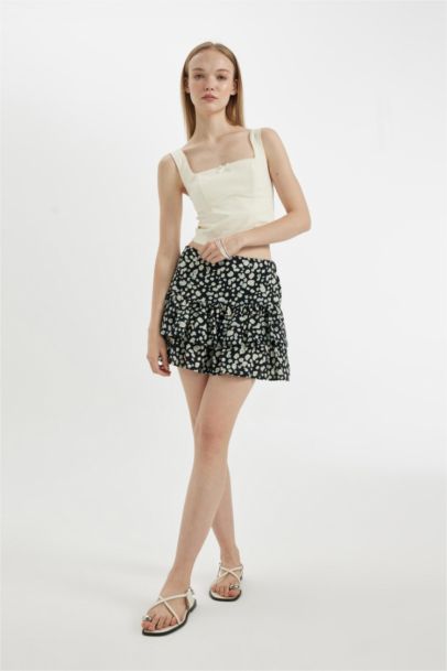 Printed High Waist Mini Skirt