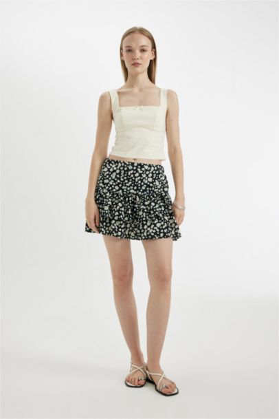 Printed High Waist Mini Skirt