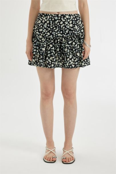 Printed High Waist Mini Skirt