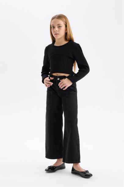 Girl 2 piece Slim Fit Crew Neck Pullover