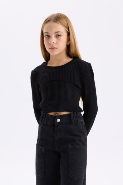 Girl 2 piece Slim Fit Crew Neck Pullover