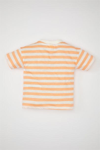 T-Shirt à Manches Courtes à Rayures et Col rond pour Bébé Garçon