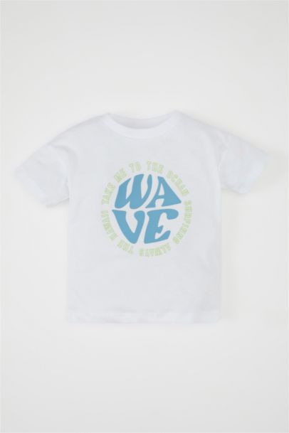 تي شيرت ولادي بطبعة شعار قصة عادية