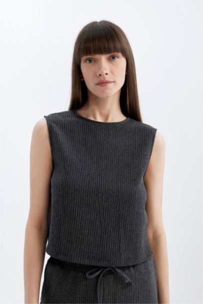 Regular Fit Bisiklet Yaka Basic Düz Bürümcük Atlet