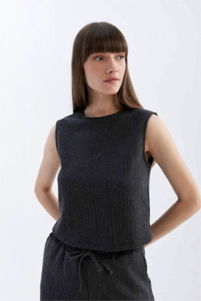 Regular Fit Bisiklet Yaka Basic Düz Bürümcük Atlet