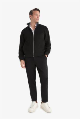 Slim Fit Suede Zippered Puffer Jacket