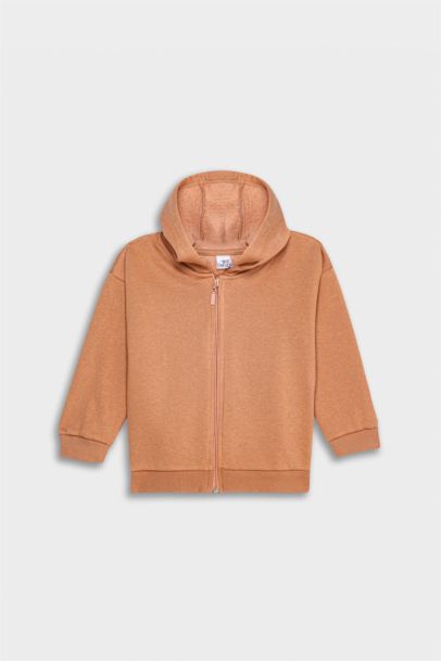 Baby Girl Hooded Cardigan with Soft Fur Inside