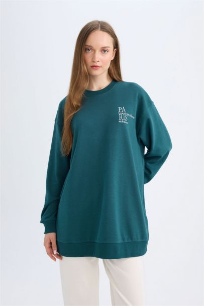 Tunique Sweat-shirt en tissu épais Coupe Régulière Imprimé Col Ras Du Cou