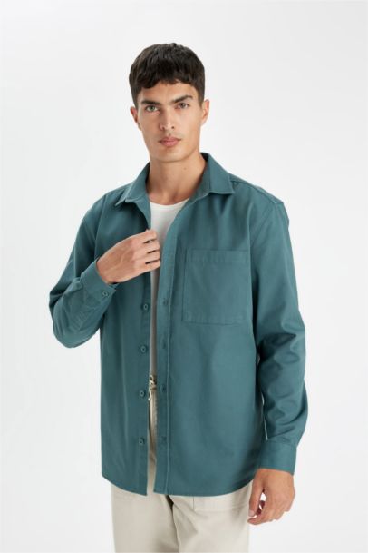 Surchemise en coton à col polo coupe décontractée