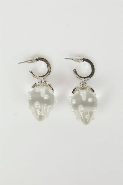 Woman Dangling Strawberry Themed Earring