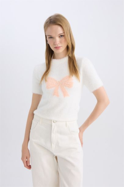 Pull tricot à col rond et coupe régulière