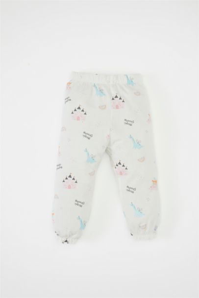 طقم بيجاما بيبي بناتي ممشط قصة عادية - قطعتين