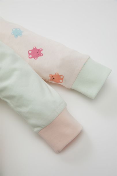 طقم بيجاما بيبي بناتي ممشط قصة عادية - 4 قطع