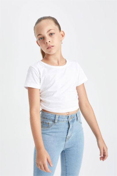 تيشيرت كروب بناتي بيزك نص كم برقبة مستديرة