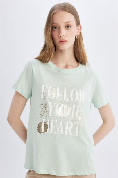 Regular Fit Crew Neck Printed Short Sleeve T-Shirt