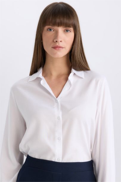 قميص كم طويل اوفر سايز بياقة قميص