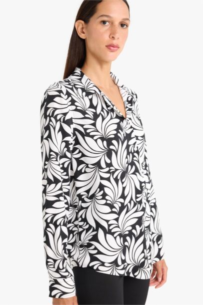 Regular Fit Shirt Collar Printed Long Sleeve Shirt