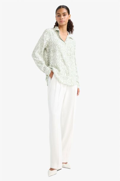 Regular Fit Shirt Collar Printed Long Sleeve Shirt