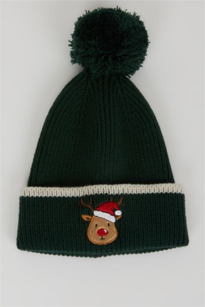 Boy Embroidered Knitted Scarf Beanie 2 Piece