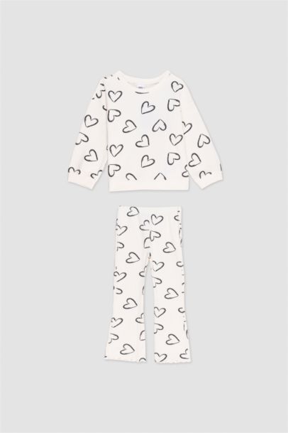 Baby Girl Heart Patterned 2 Piece Set