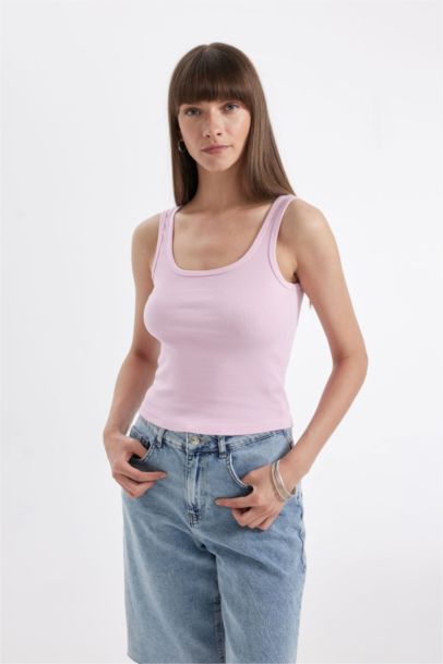 Slim Fit Square Neck Ribbed Tank Top