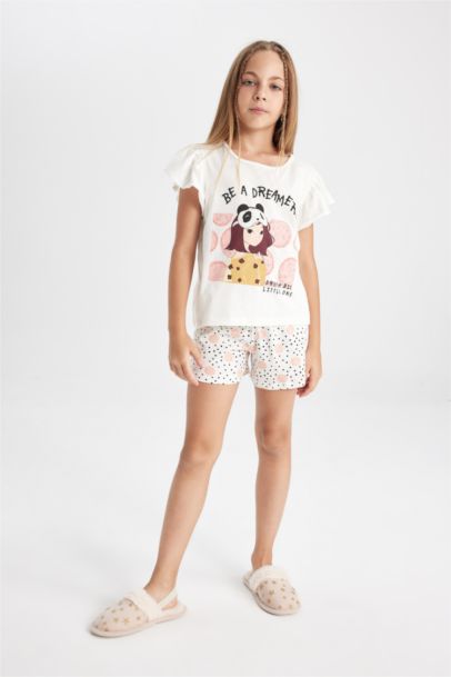 Girl Printed Short Sleeve 2 Piece Pajama Set