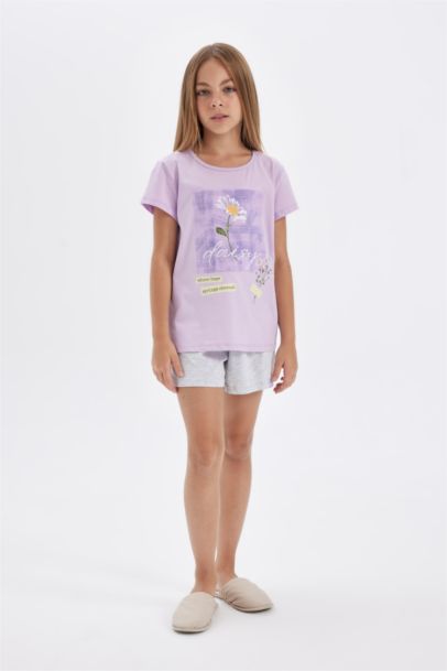 Girl Printed Short Sleeve 2 Piece Pajama Set
