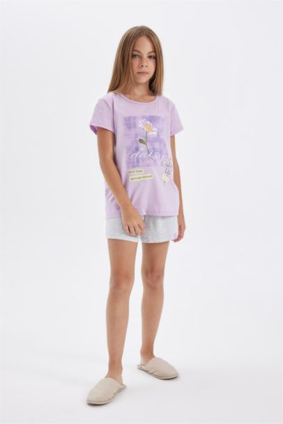 Girl Printed Short Sleeve 2 Piece Pajama Set