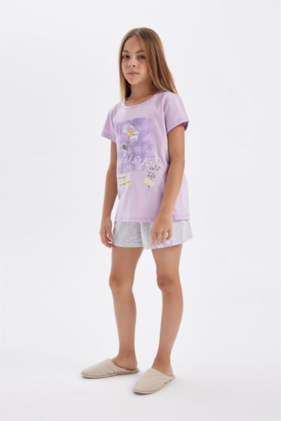 Girl Printed Short Sleeve 2 Piece Pajama Set