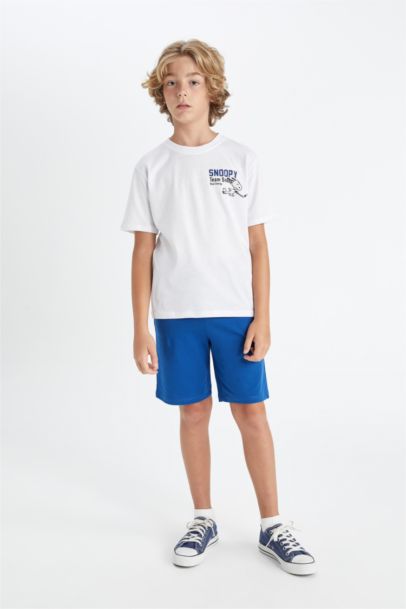 تيشيرت اولادي نص كم قصة عادية برقبة مستديرة من سنوبي