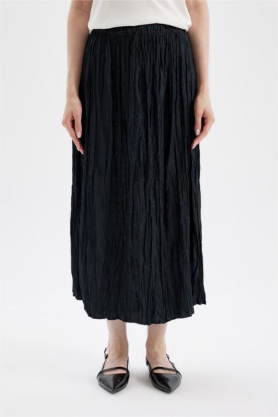 A Cut Satin Maxi Skirt