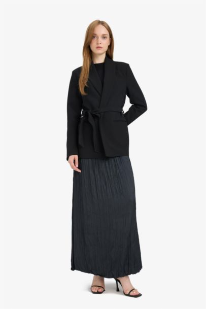 A Kesim Basic Düz Saten Maxi Etek