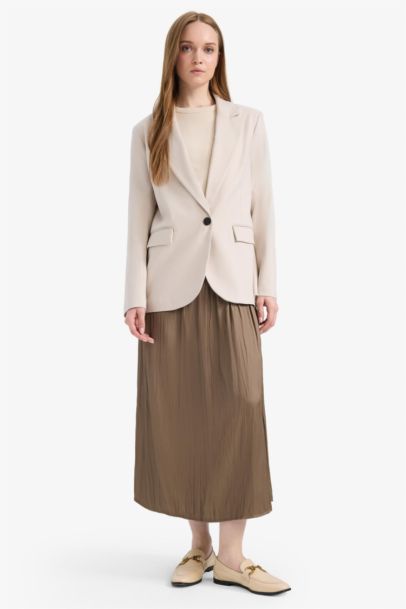 A Kesim Basic Düz Saten Maxi Etek