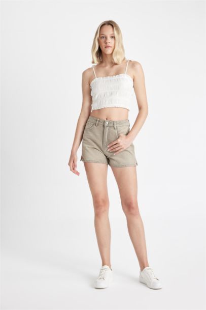 Mom Fit High Waist Denim Shorts