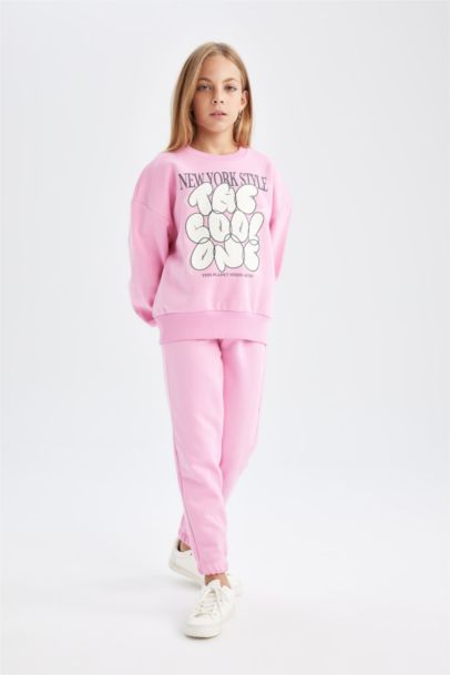 Girl Printed Thick Jogger Sweatpants 2 Piece Set