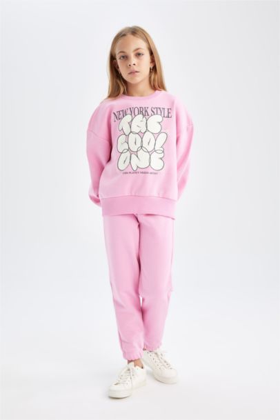 Girl Printed Thick Jogger Sweatpants 2 Piece Set