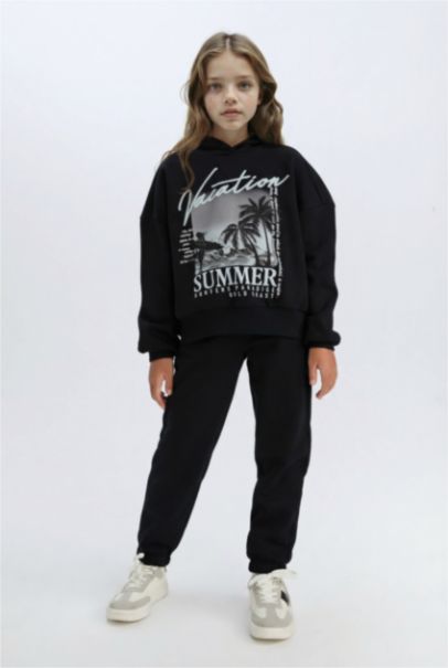 Girl Hooded Sweatshirt Jogger Bottom 2 Piece Set
