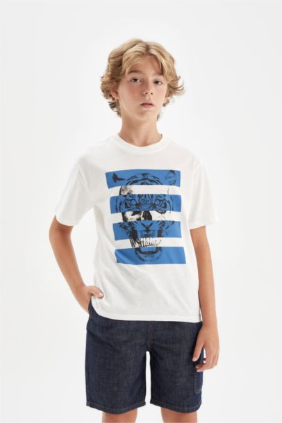 تيشيرت ولادي نص ردن مطبوع قصة عادية