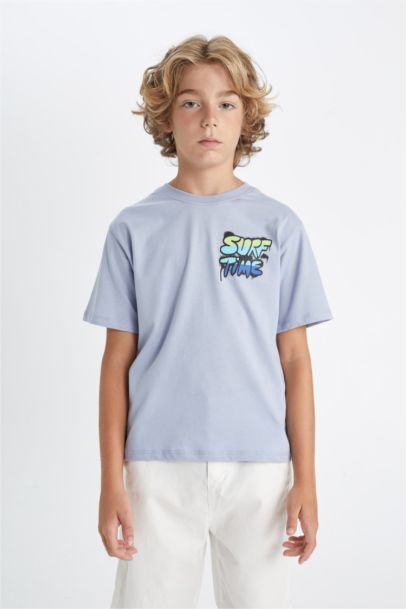 Boy Crew Neck Back Printed Short Sleeve T-Shirt
