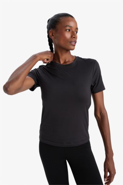 DeFactoFit Standard Fit Sports Basic Black T-Shirt