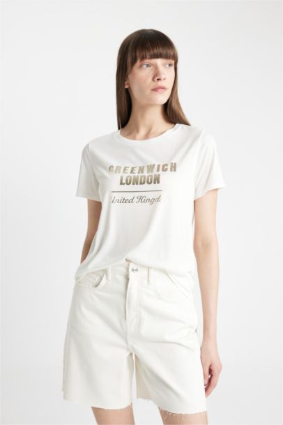 Regular Fit Crew Neck Printed Short Sleeve T-Shirt