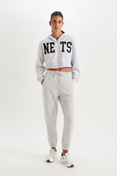 DeFactoFit NBA Brooklyn Nets Crop Thick Sweatshirt