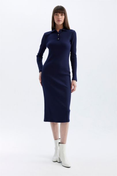 Bodycon Polo Collar Camisole Midi Dress