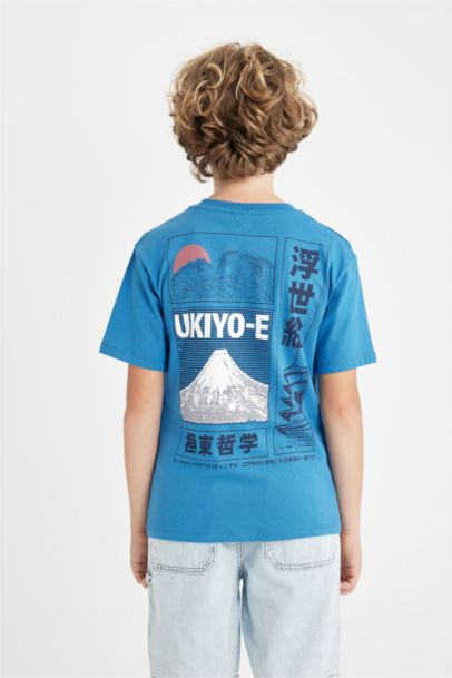 Boy Crew Neck Back Printed Short Sleeve T-Shirt