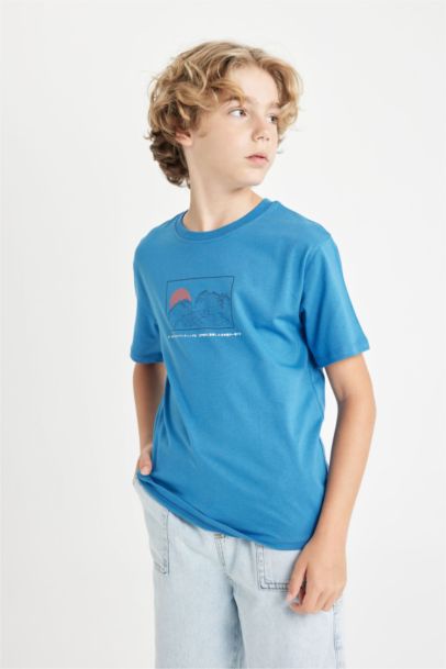 Boy Crew Neck Back Printed Short Sleeve T-Shirt